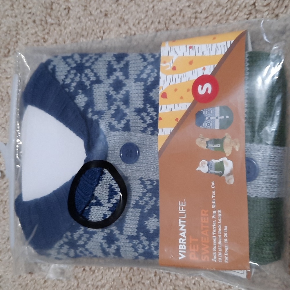 Vibrant Life Colorful Dog Sweater Flat Collar Knit  size small
